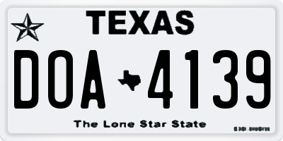 TX license plate DOA4139
