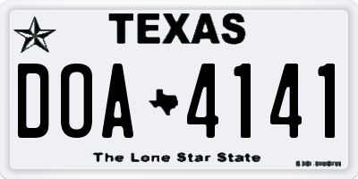 TX license plate DOA4141
