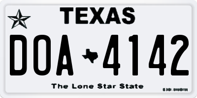 TX license plate DOA4142