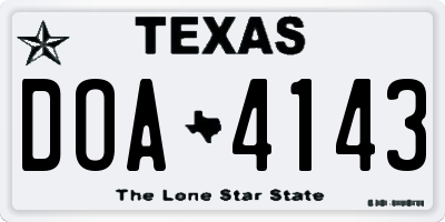 TX license plate DOA4143