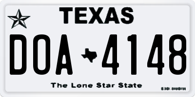 TX license plate DOA4148