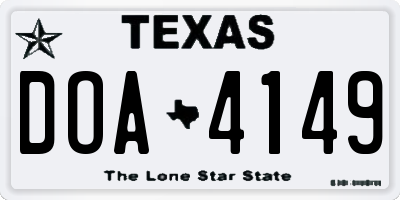 TX license plate DOA4149