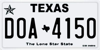 TX license plate DOA4150