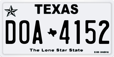 TX license plate DOA4152