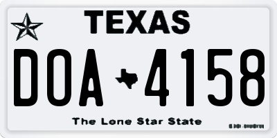 TX license plate DOA4158