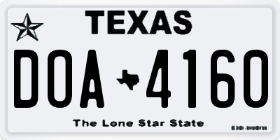 TX license plate DOA4160