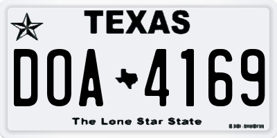 TX license plate DOA4169