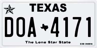 TX license plate DOA4171