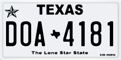 TX license plate DOA4181