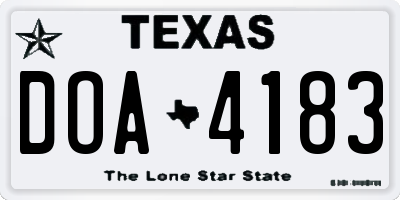 TX license plate DOA4183