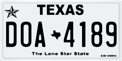 TX license plate DOA4189
