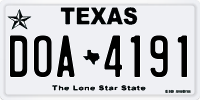 TX license plate DOA4191