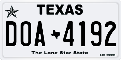 TX license plate DOA4192