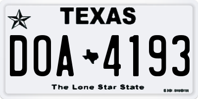 TX license plate DOA4193