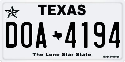TX license plate DOA4194