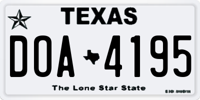 TX license plate DOA4195
