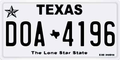 TX license plate DOA4196