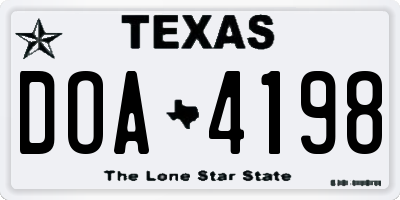 TX license plate DOA4198