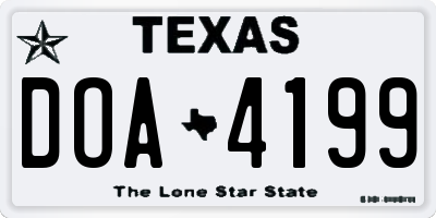 TX license plate DOA4199