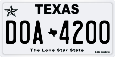 TX license plate DOA4200