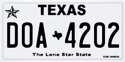 TX license plate DOA4202
