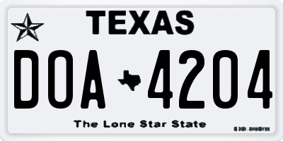 TX license plate DOA4204
