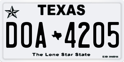 TX license plate DOA4205
