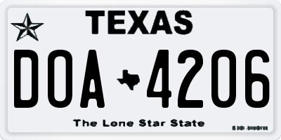 TX license plate DOA4206