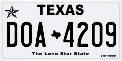 TX license plate DOA4209