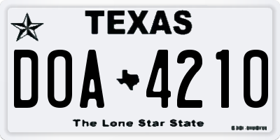 TX license plate DOA4210