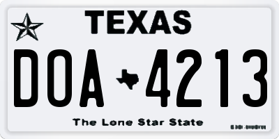TX license plate DOA4213