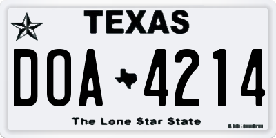 TX license plate DOA4214