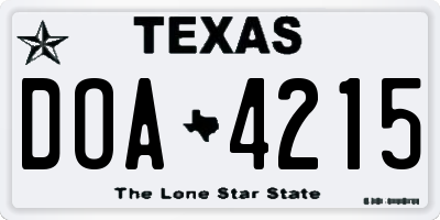 TX license plate DOA4215