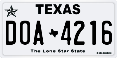 TX license plate DOA4216