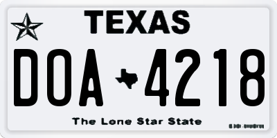TX license plate DOA4218