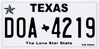 TX license plate DOA4219
