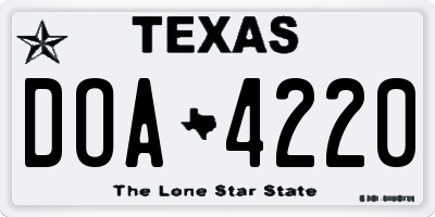 TX license plate DOA4220