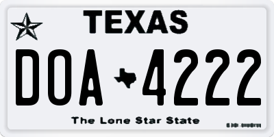 TX license plate DOA4222