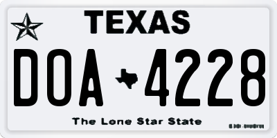 TX license plate DOA4228
