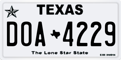 TX license plate DOA4229