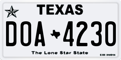 TX license plate DOA4230