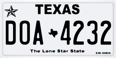 TX license plate DOA4232