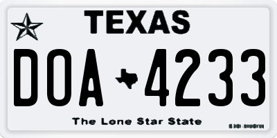 TX license plate DOA4233