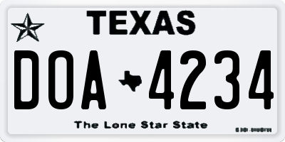 TX license plate DOA4234