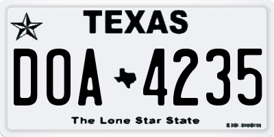 TX license plate DOA4235
