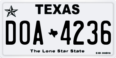 TX license plate DOA4236