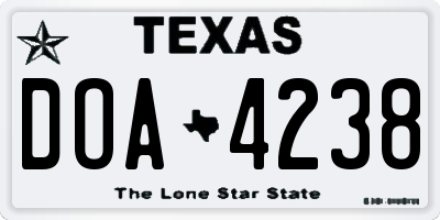 TX license plate DOA4238