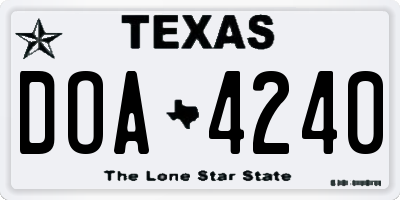 TX license plate DOA4240