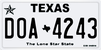 TX license plate DOA4243