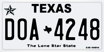 TX license plate DOA4248